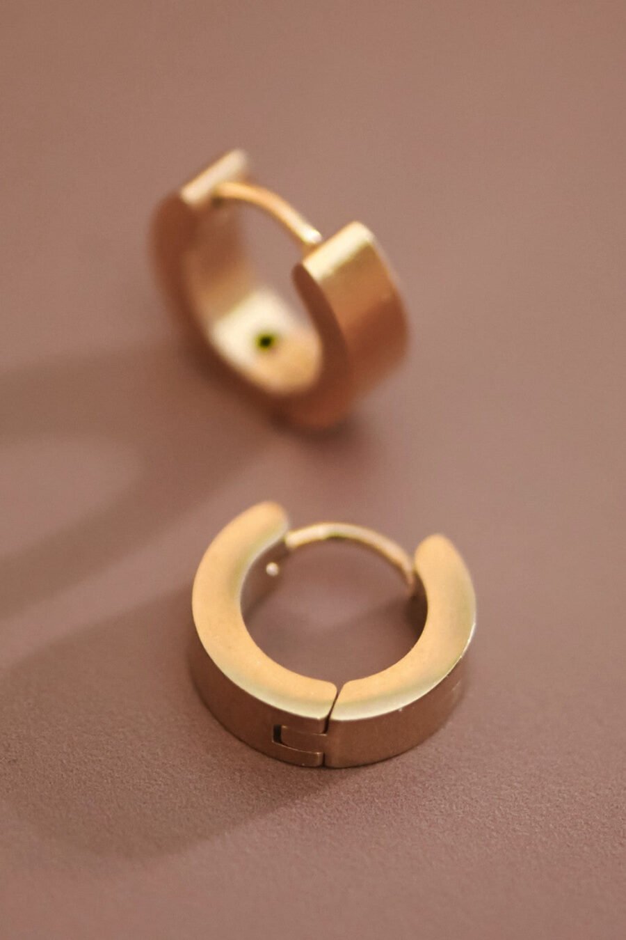 18K Gold Plated Waterproof Stainless Steel Hoop Earrings - 7012