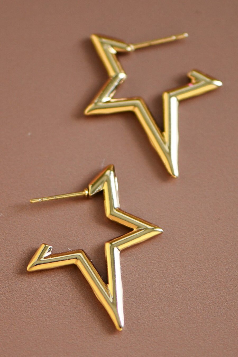 18K Gold Plated Waterproof Stainless Steel Hoop Earrings - 7103