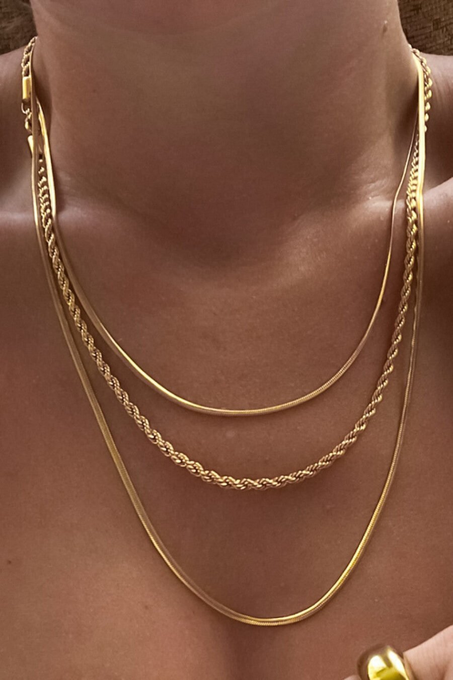 18K Gold Plated Waterproof Stainless Steel Chain Necklace - 7050