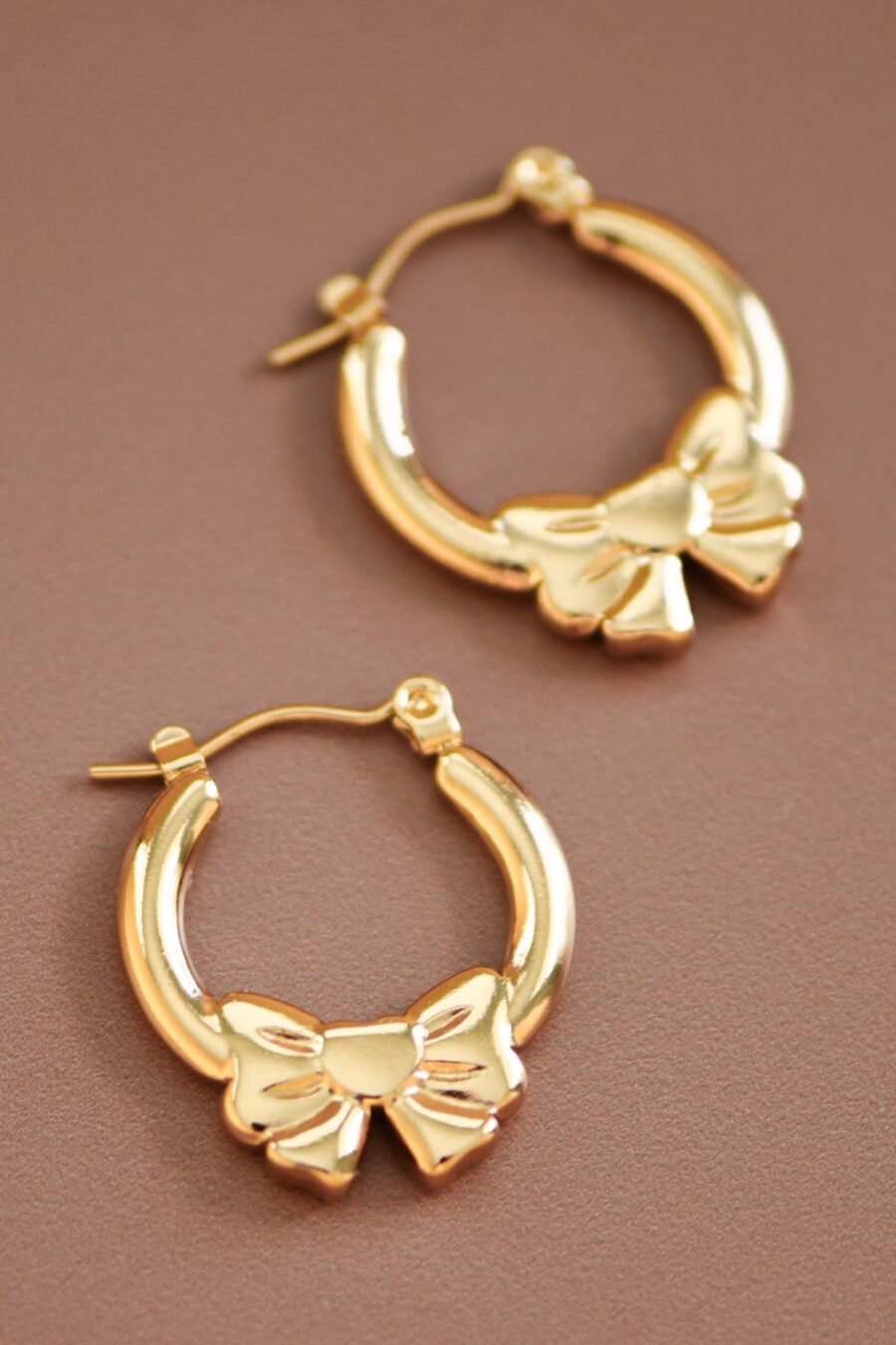 18K Gold Plated Waterproof Stainless Steel Hoop Earrings - 7105