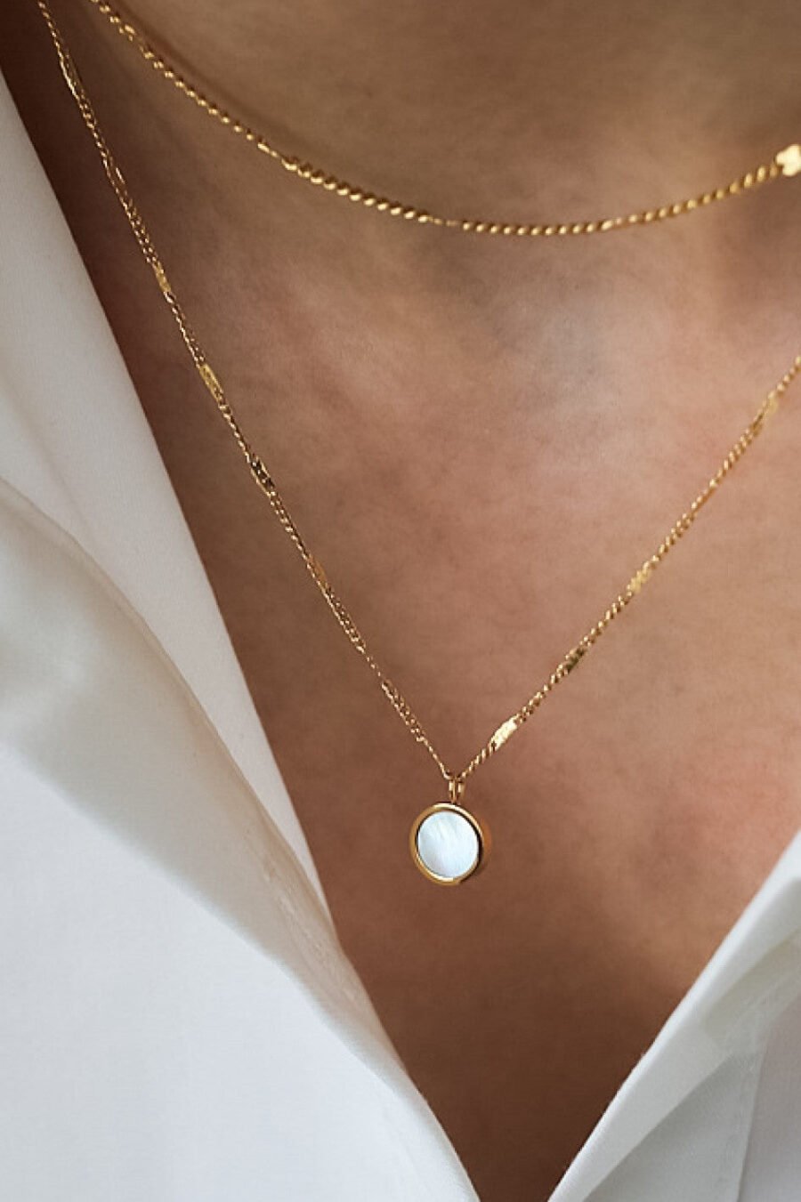 18K Gold Plated Waterproof Stainless Steel Chain Necklace - 7237